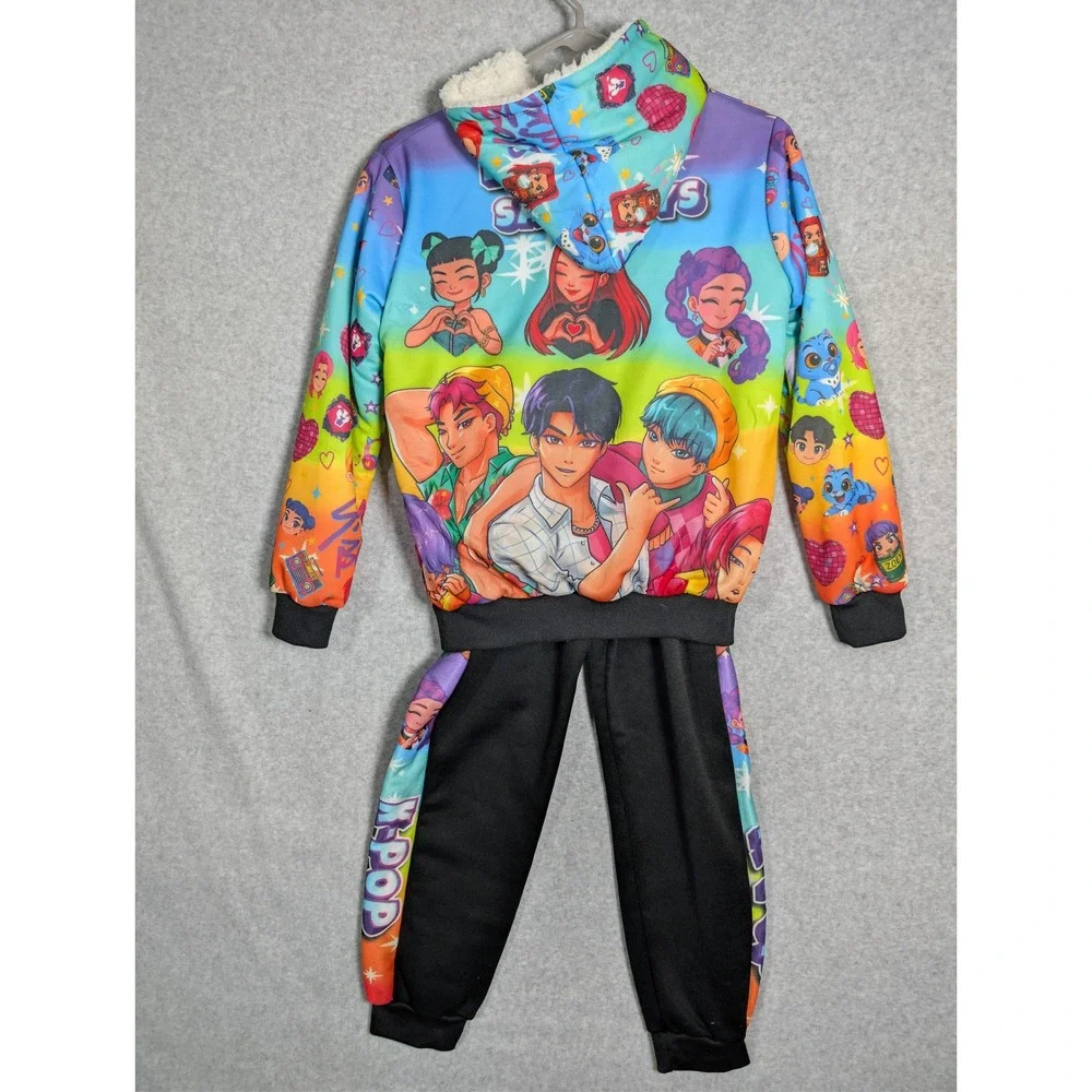 K-Pop‎ Saja Boys Anime Kids Tracksuit Set Hoodie Joggers Multicolor Size Large